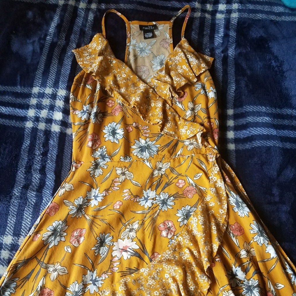 Floral, Ruffle, Wrap Summer Dress